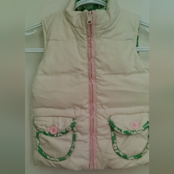 Lilly Pulitzer floral Reversible Down Puffer Vest Sz.4 - Picture 3 of 6